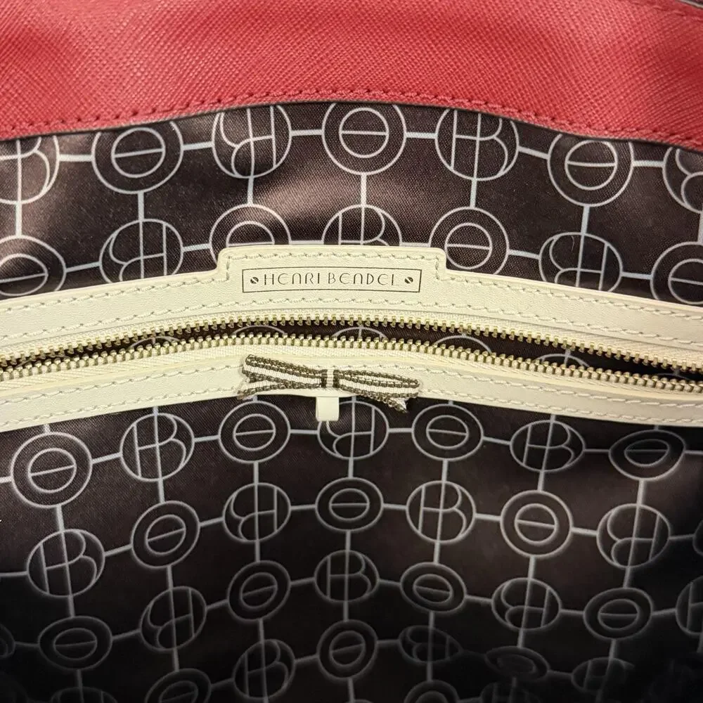 Henri Bendel West 57th Saffiano Leather Crossbody Satchel Bag in Red Studded
